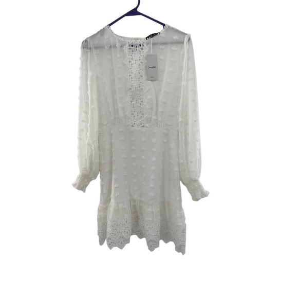 simplee Dresses & Skirts - Simplee White Eyeleted Dress Size small